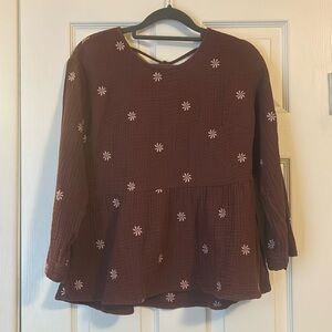 Madewell Embroidered Peplum Open Back Top